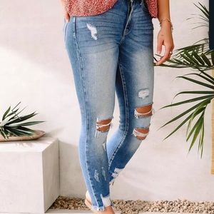 Women’s KanCan Ankle High Rise Skinny Stretch Distressed Jeans | Size 13/30